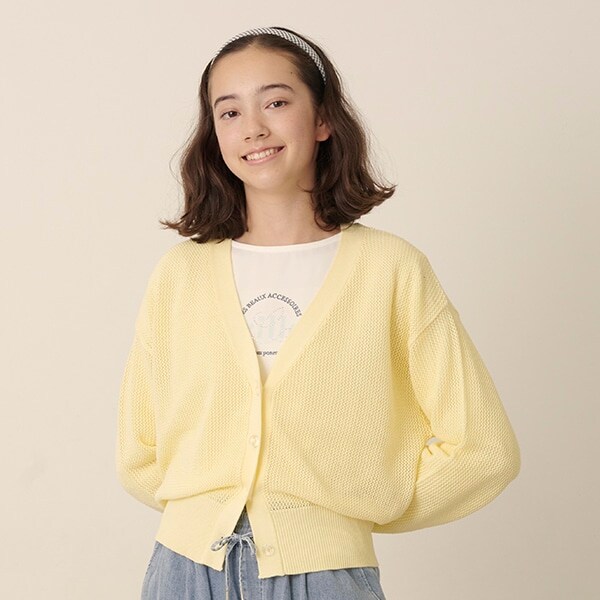 【Cuugal掲載】メッシュニットカーディガンロンTセット