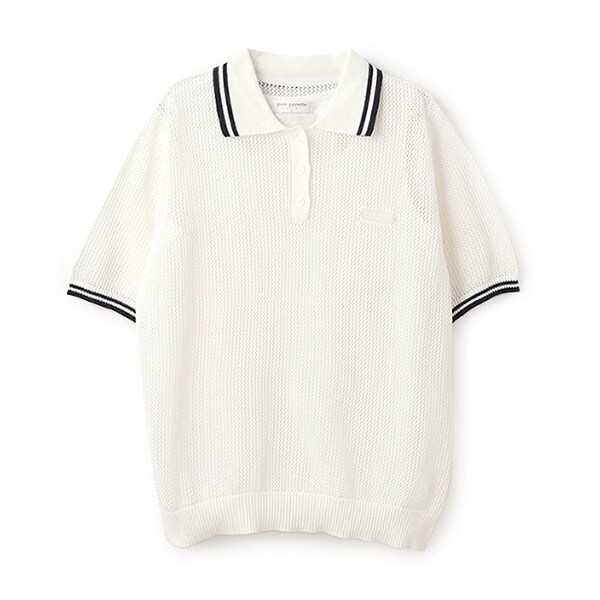 メッシュ半袖ポロニット