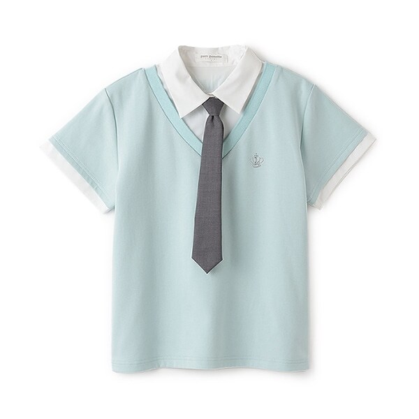 【ニコ☆プチ掲載】ネクタイつきレイヤードトップス