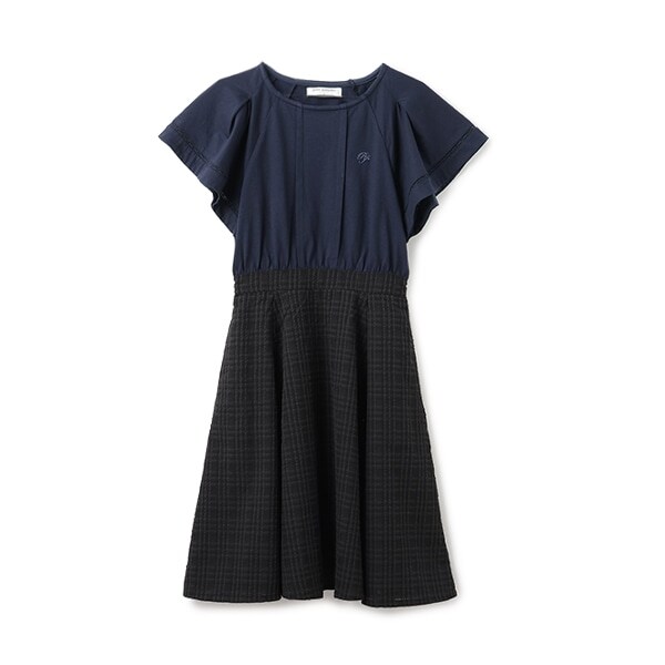 シアーチェックドッキングワンピース