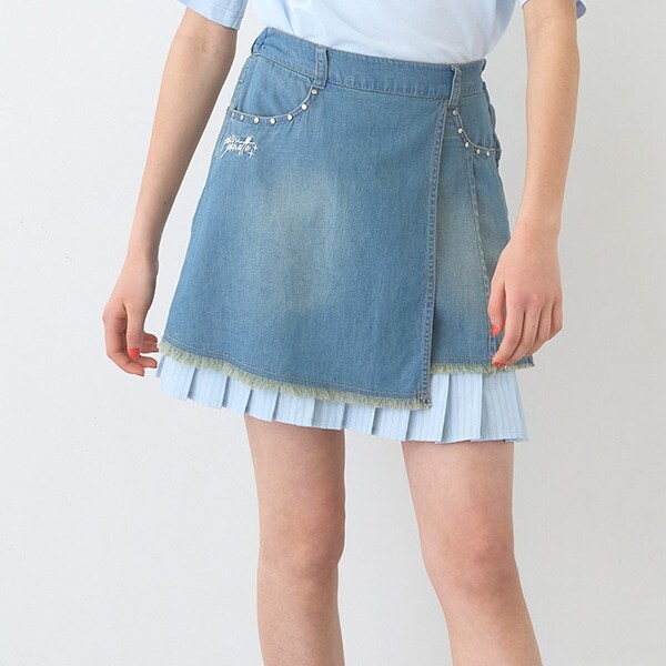 インナーパンツつきレイヤードデニムスカート
