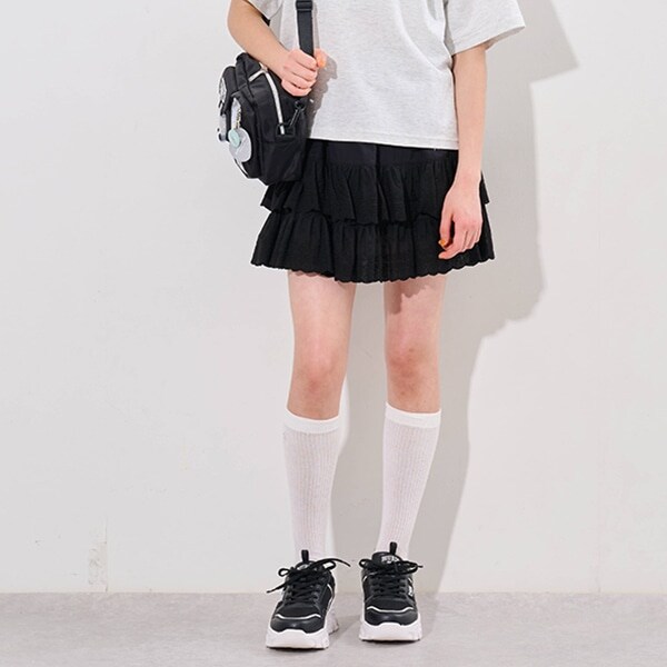 コットンレースティアードスカパン