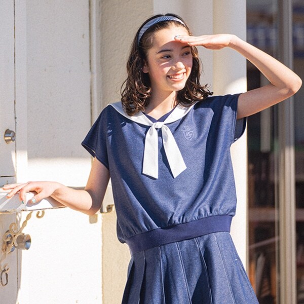 【Cuugal掲載】カットデニム2WAYセーラートップス