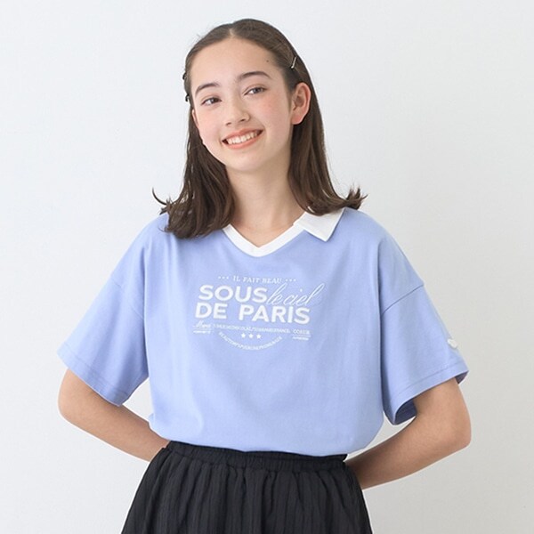 【防汚加工】スキッパー衿ロゴTシャツ