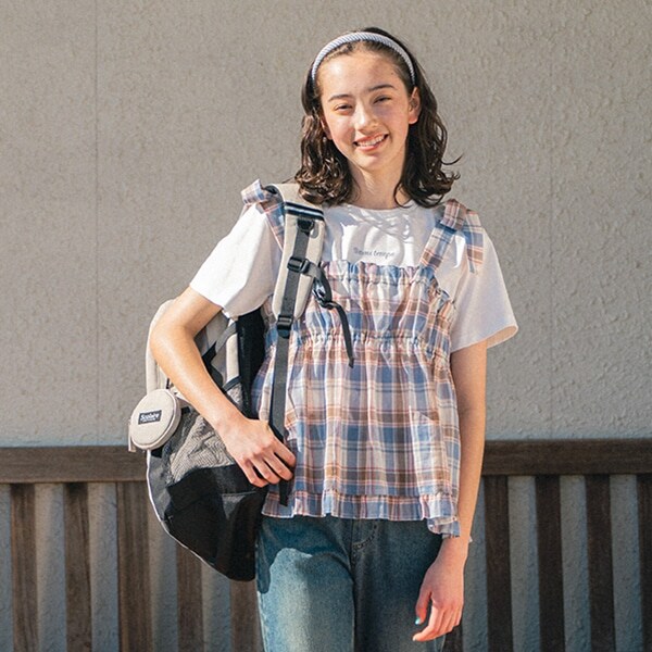 【機能素材】チェックビスチェ＋Tシャツセット