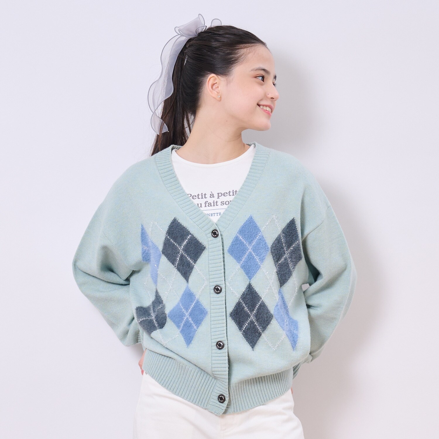 アーガイルニットカーデ