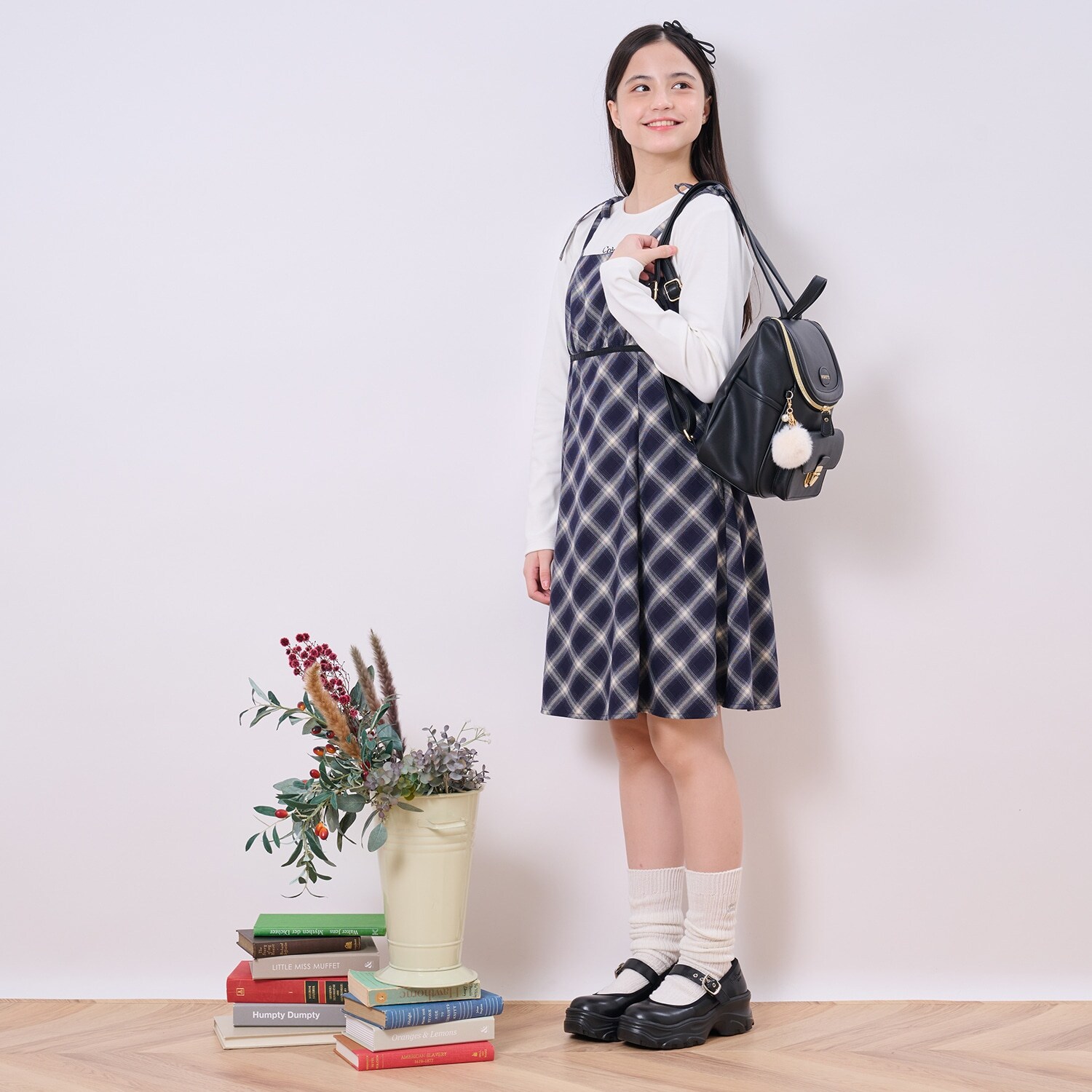 【インナーセット】チェックキャミワンピース