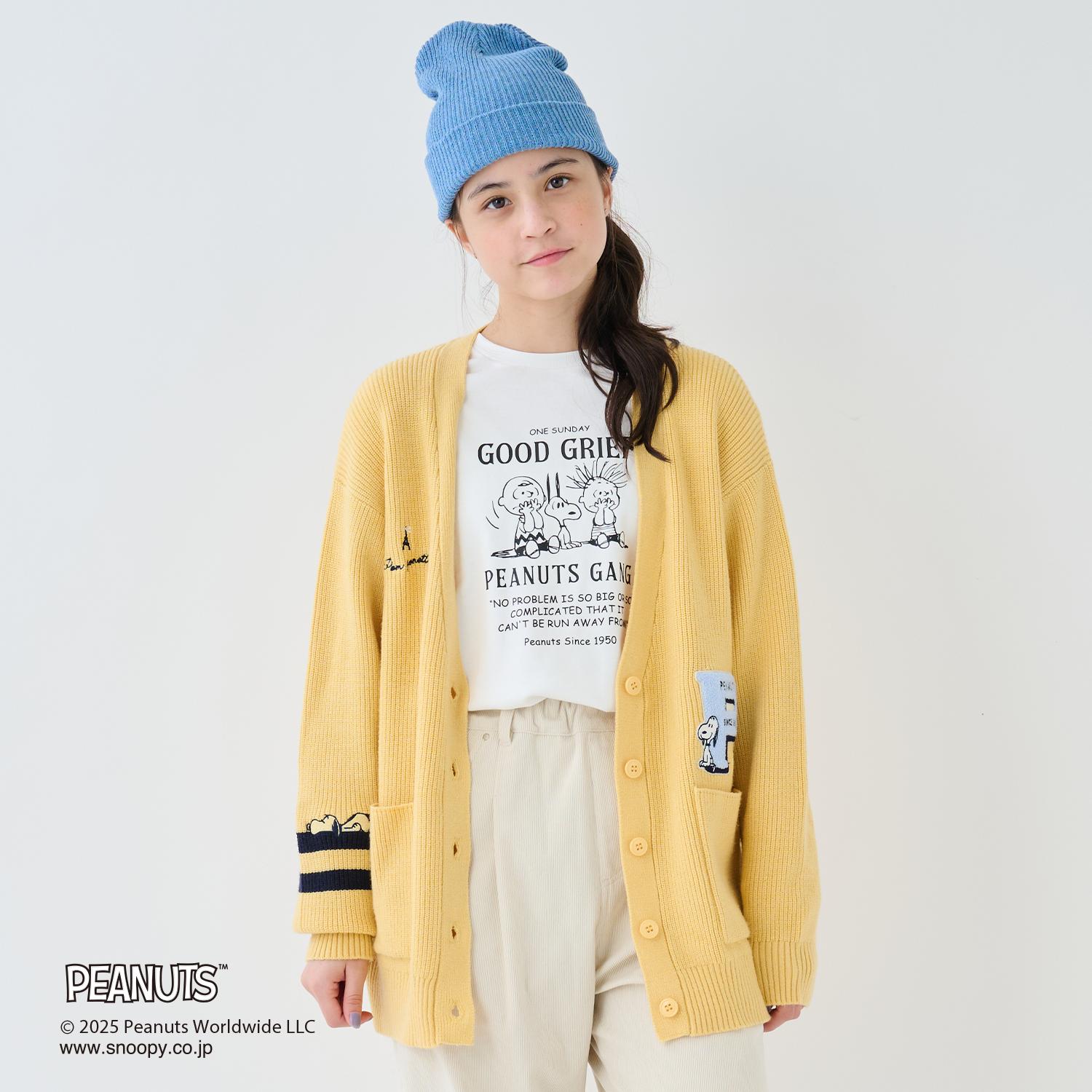 【130cmあり】【PEANUTS】レタードカーディガン×ロンTセット