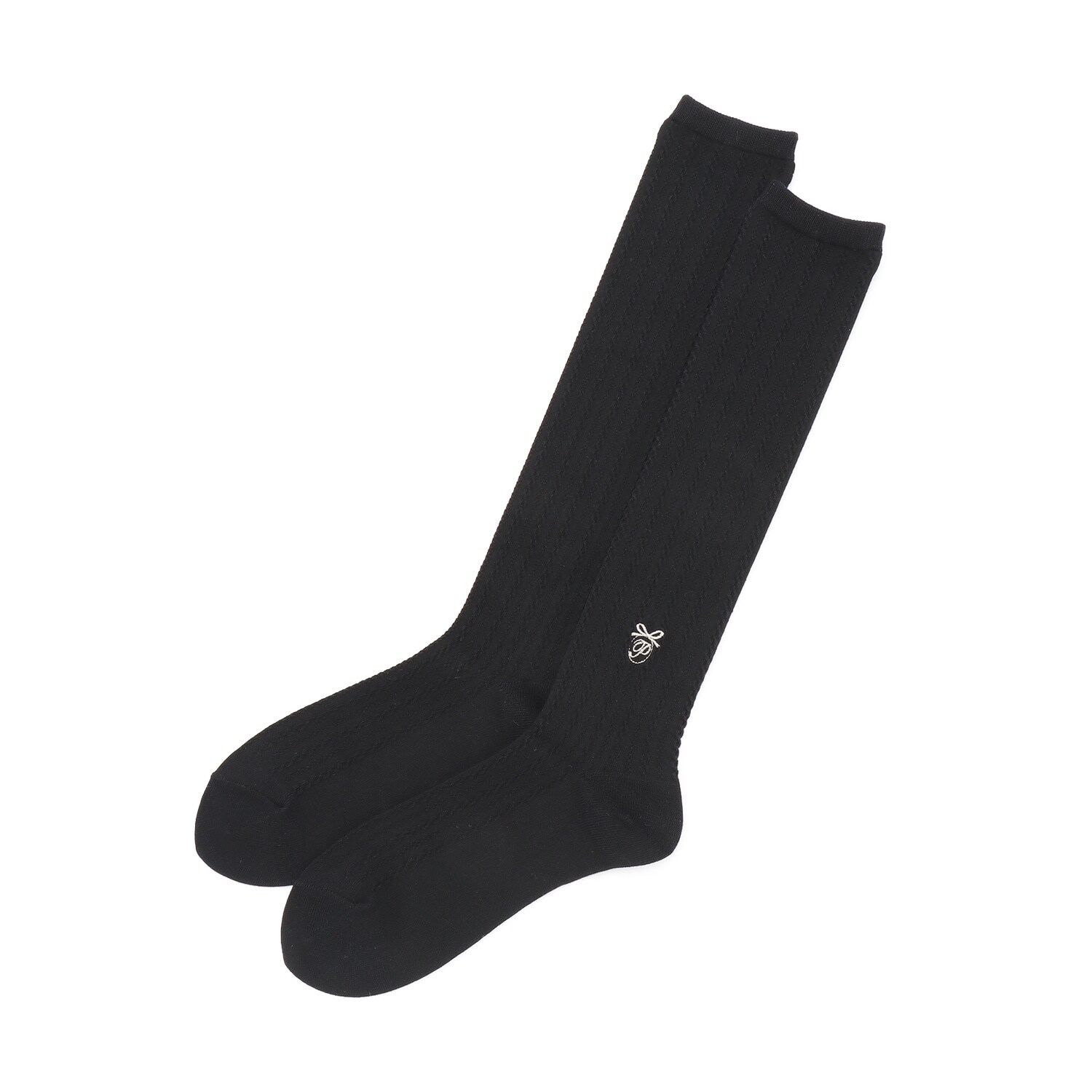 リボン刺しゅうハイソックス