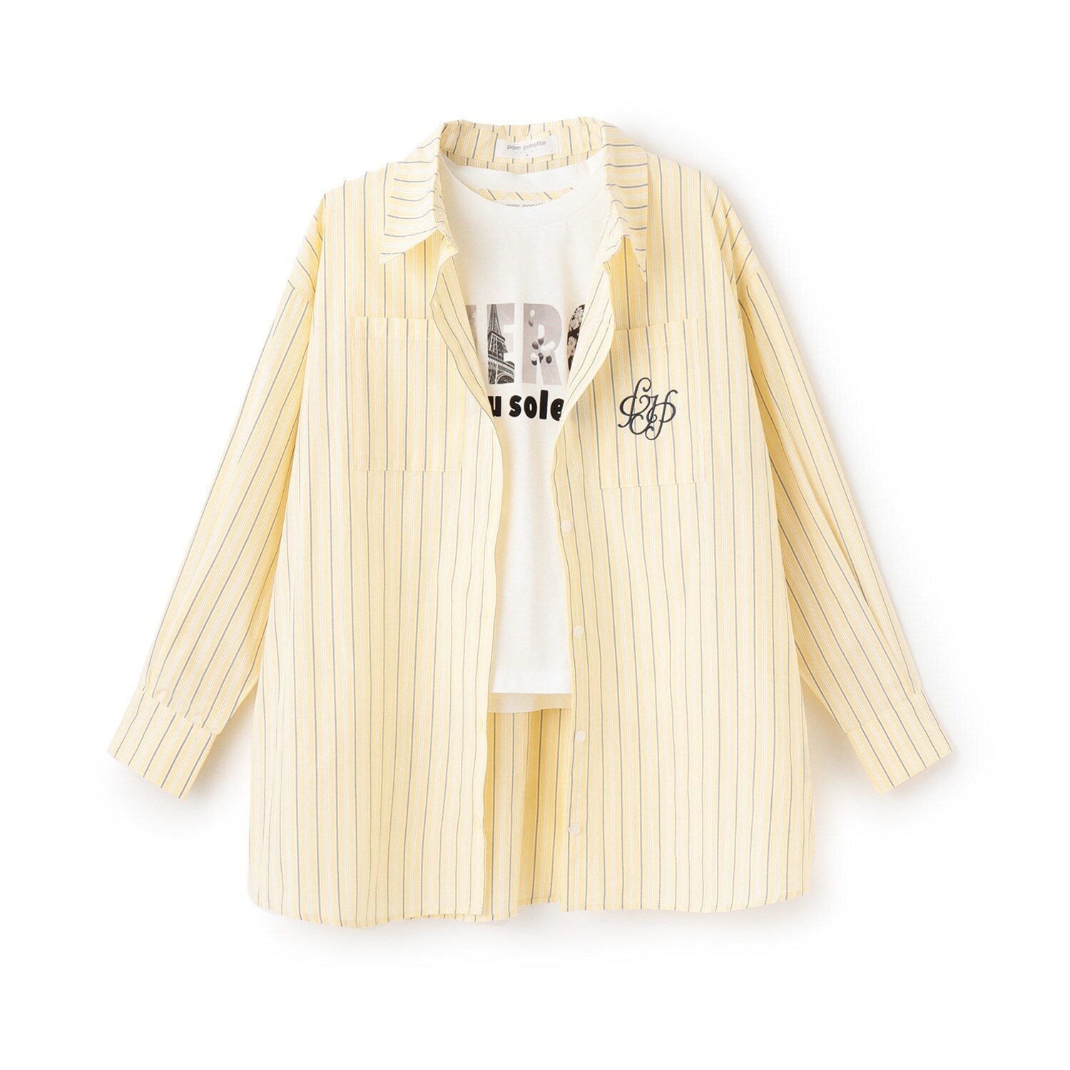 【130cmあり】長袖シャツ×フォトロゴTシャツ