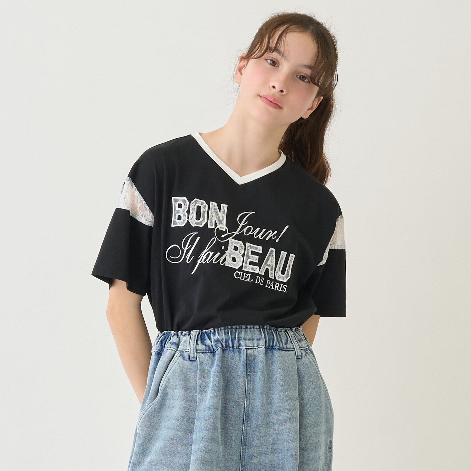 【130cmあり】【接触冷感】レースワッペンTシャツ