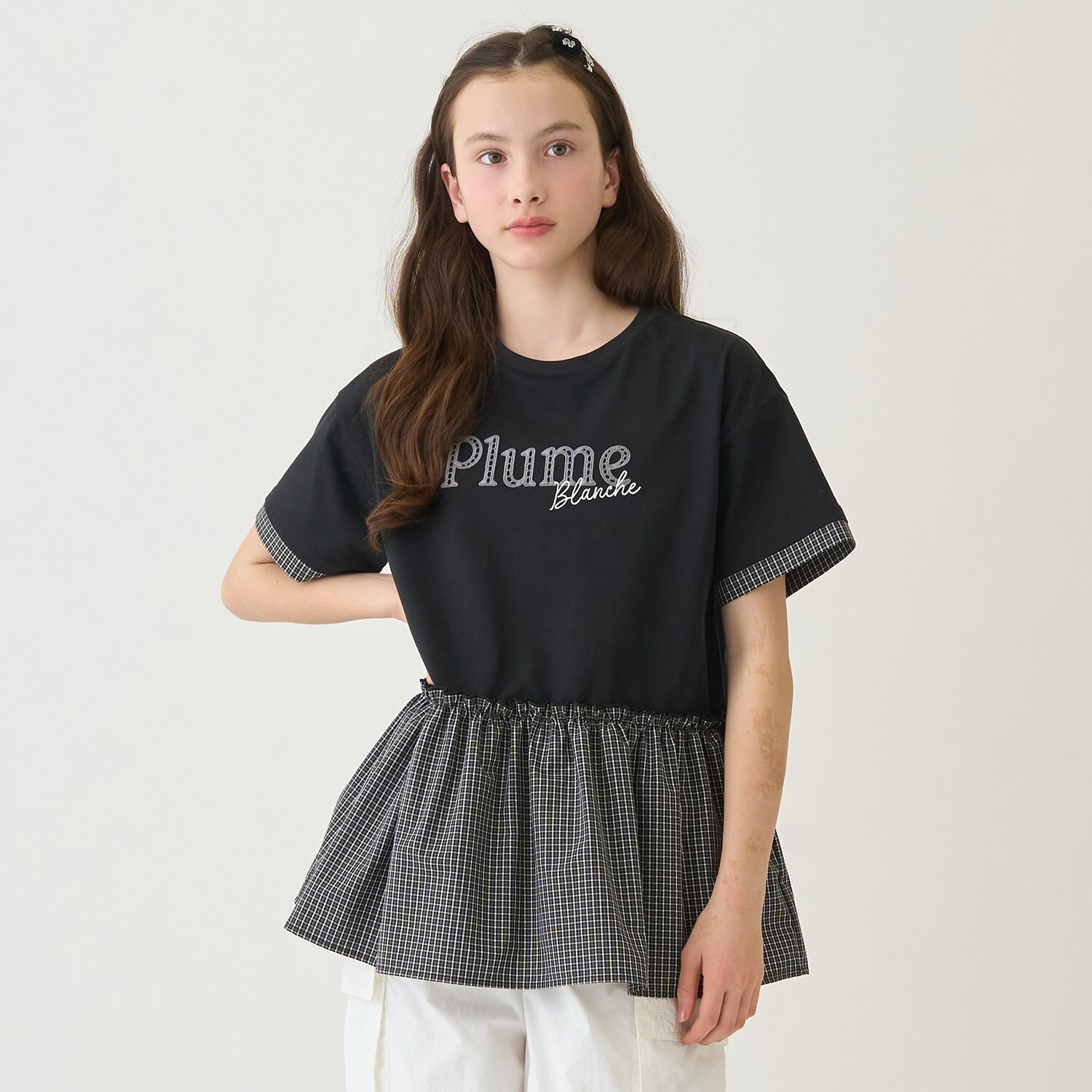 【接触冷感】ペプラムチェックプルオーバー