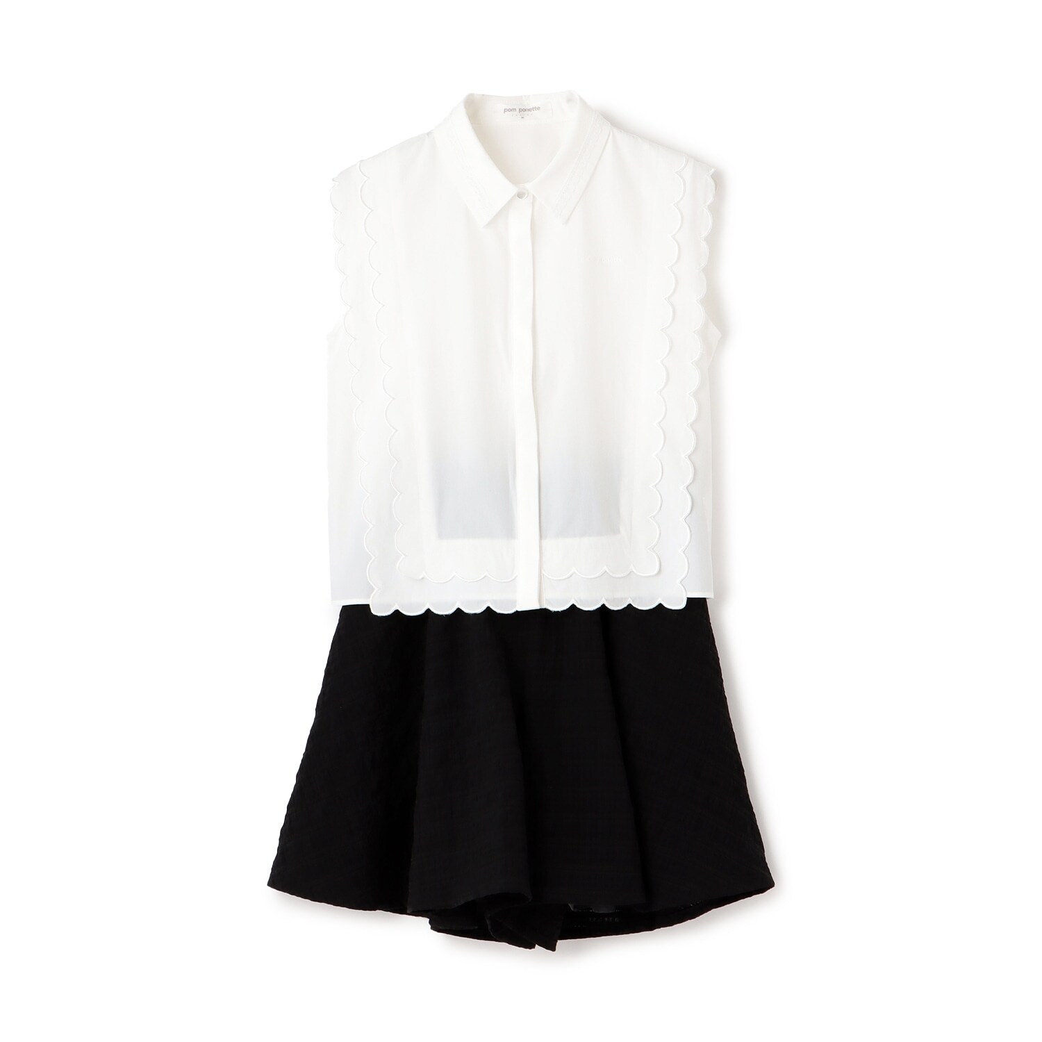 【機能素材】UV/遮熱/接触冷感/スカラップブラウスセットアップ