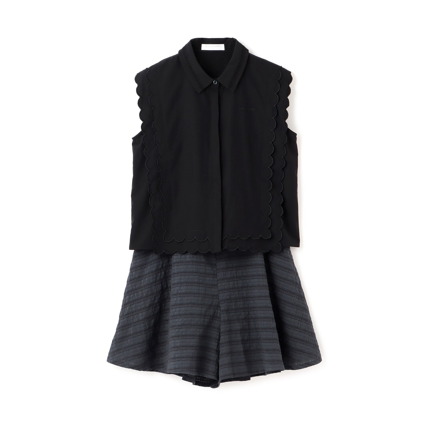 【機能素材】UV/遮熱/接触冷感/スカラップブラウスセットアップ