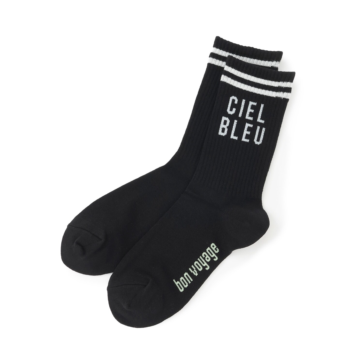 ライン入りリブクルーソックス