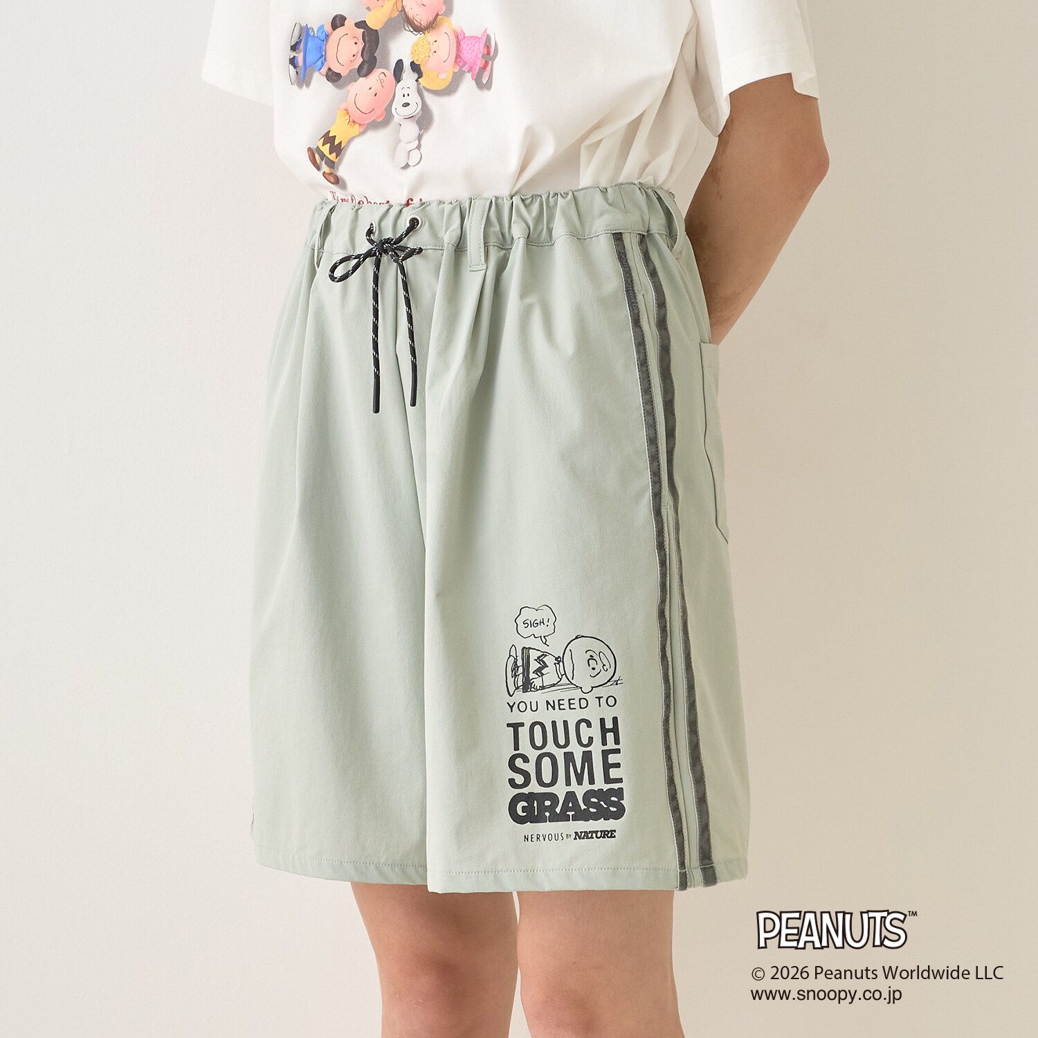 【PEANUTS】【機能素材】サイドラインショートパンツ