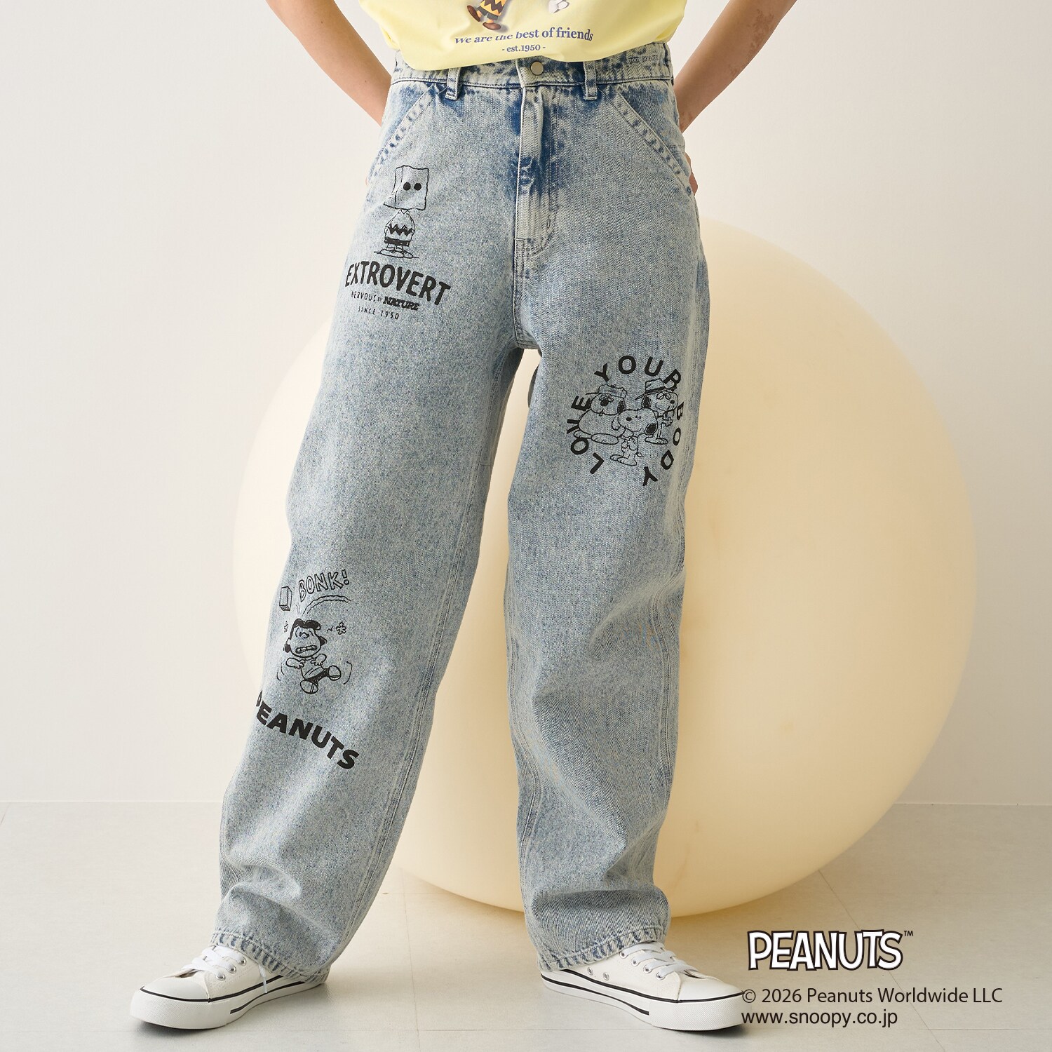 【PEANUTS】グラフィックデニムペインターパンツ