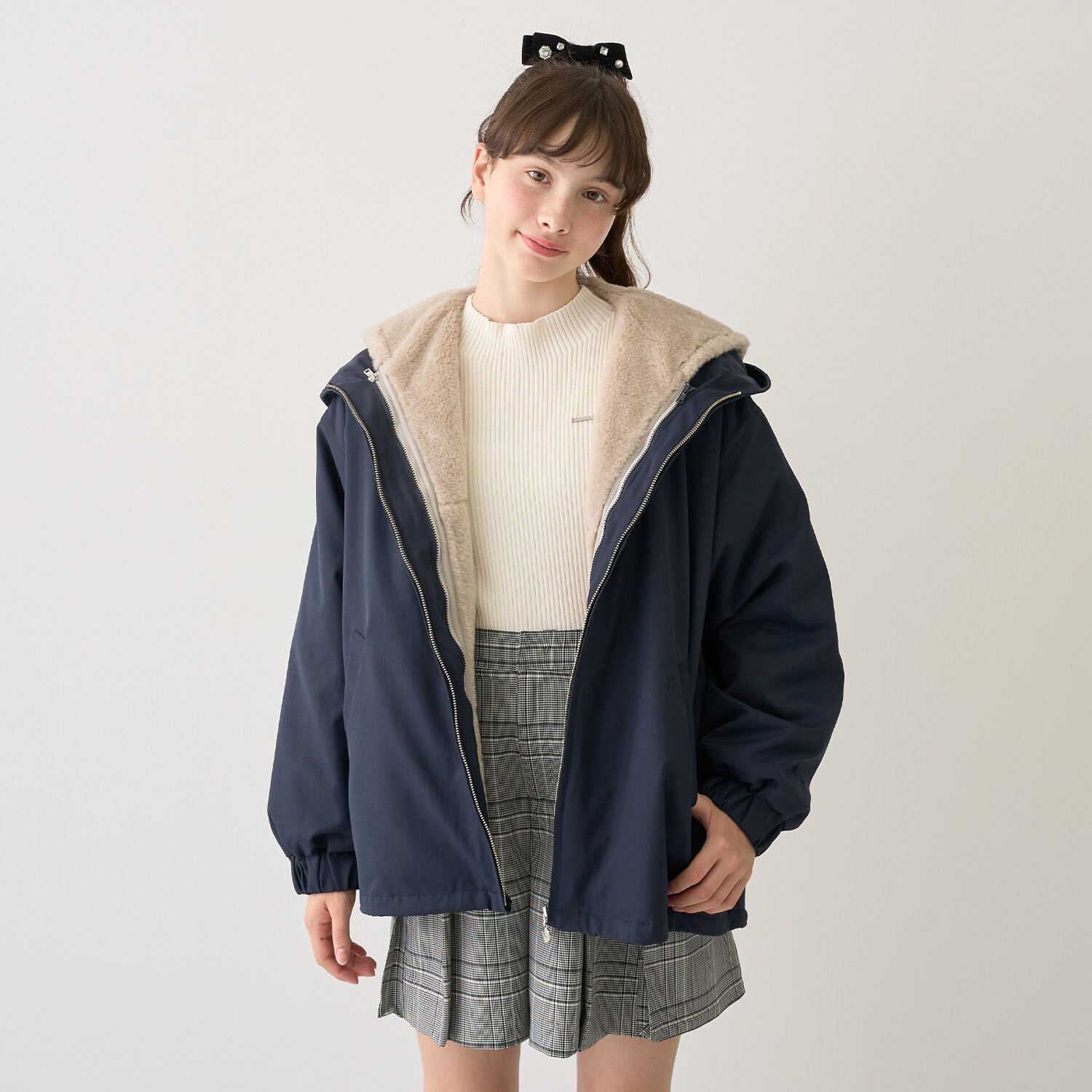 【予約商品】【撥水】フェイクファーライナー3WAYブルゾン