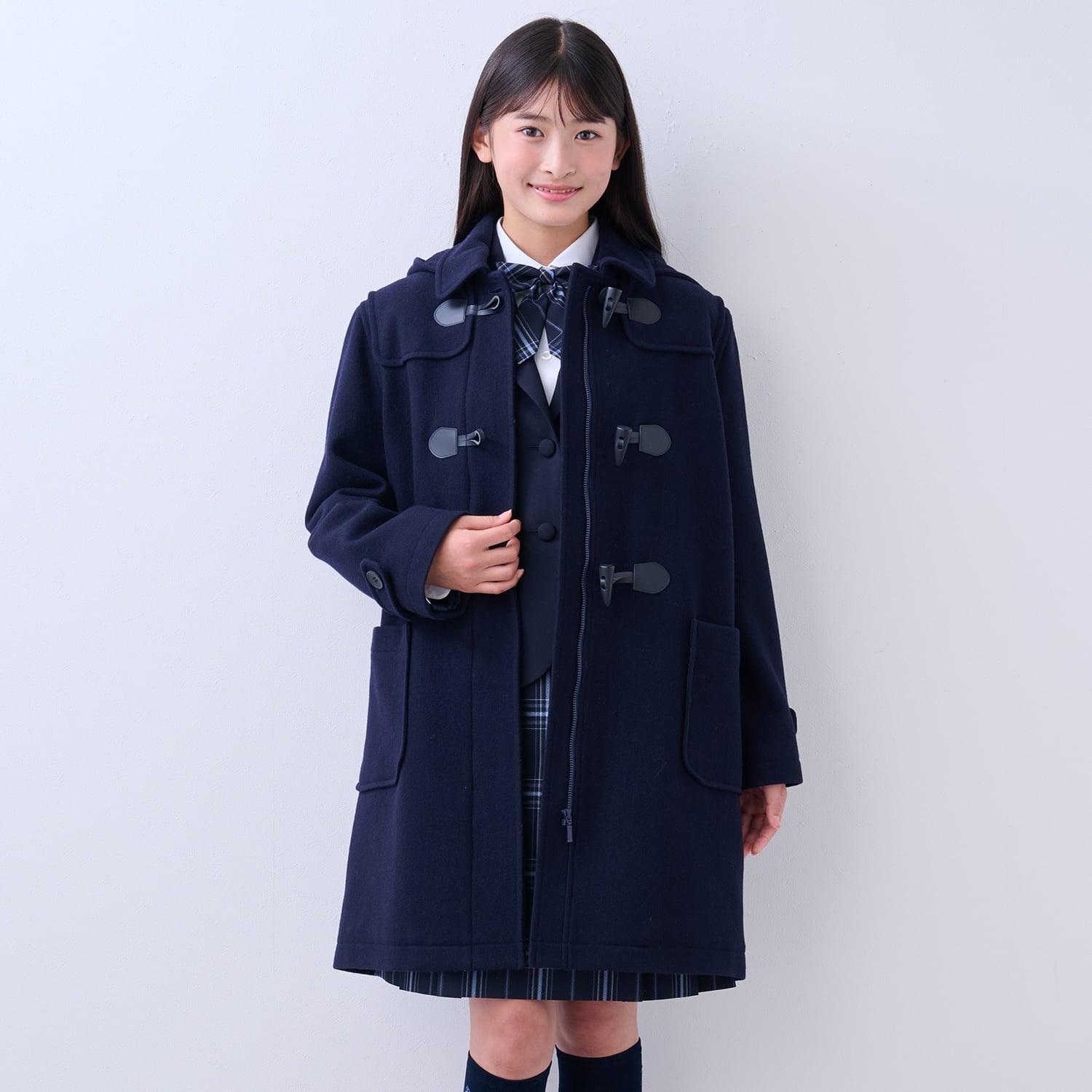 【予約商品】【卒服】【軽量キルティング裏地】ロングダッフルコート