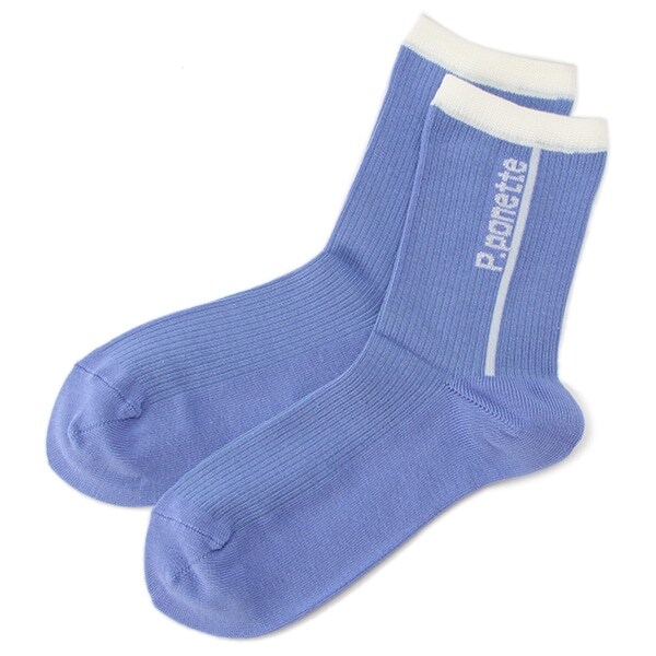 ラインロゴ入りリブクルーソックス