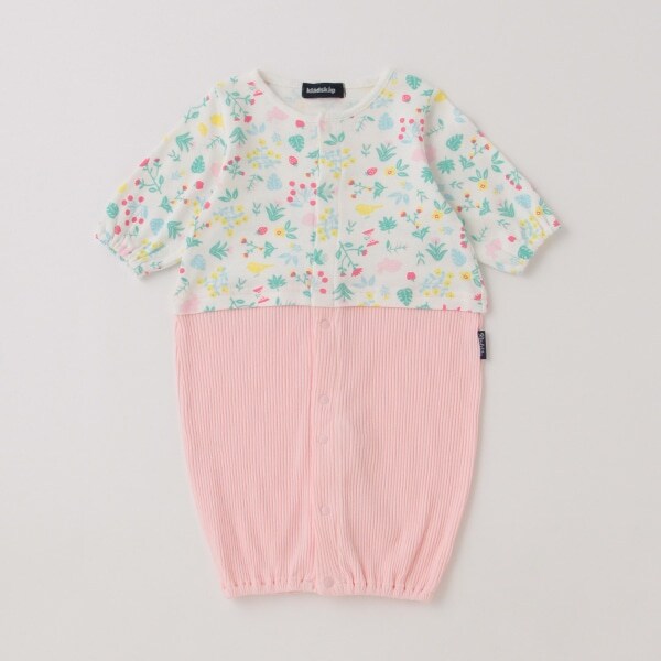 総柄切替長袖2wayオール