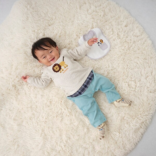 ライオンアップリケ長袖カバーオール