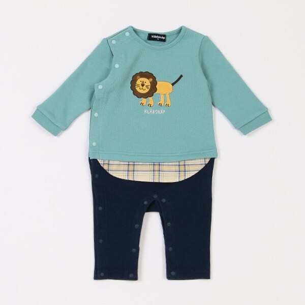 ライオンアップリケ長袖カバーオール