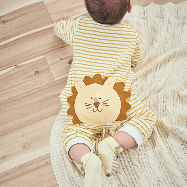 お尻アニマルボーダー長袖2wayオール