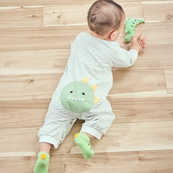 お尻アニマルボーダー長袖2wayオール