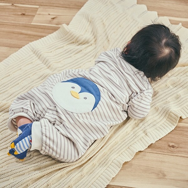 お尻アニマルボーダー長袖2wayオール