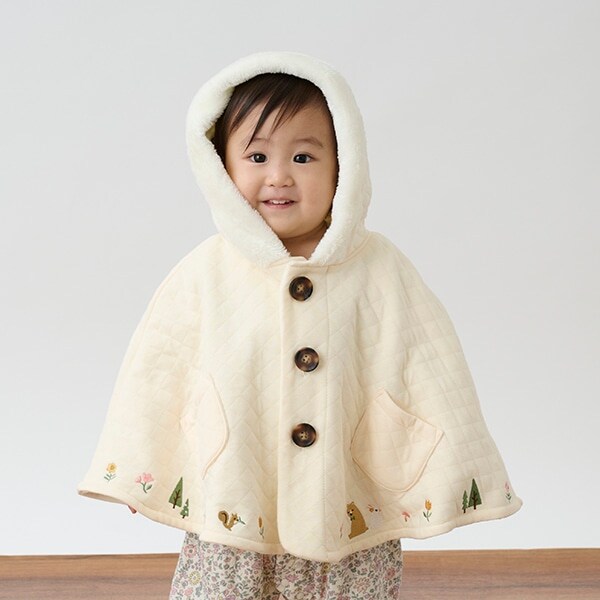 アニマル刺しゅうキルトケープ