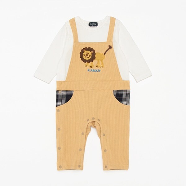 ライオンサロペット風長袖カバーオール