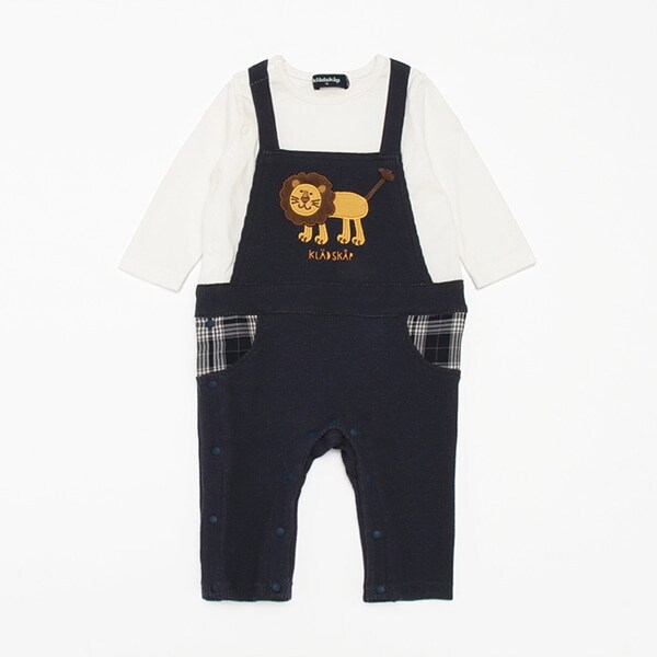 ライオンサロペット風長袖カバーオール