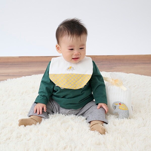 【コロボックル】巾着つきスタイ&ラトルセット