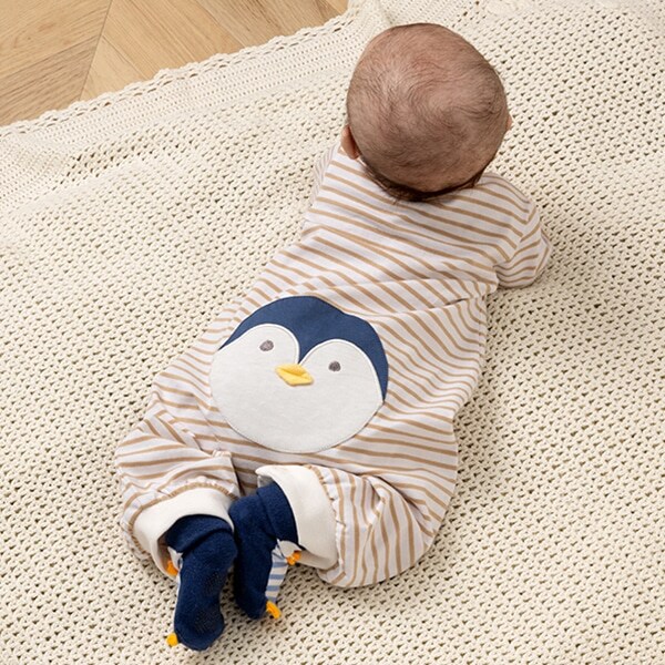 お尻アニマルボーダー長袖2wayオール