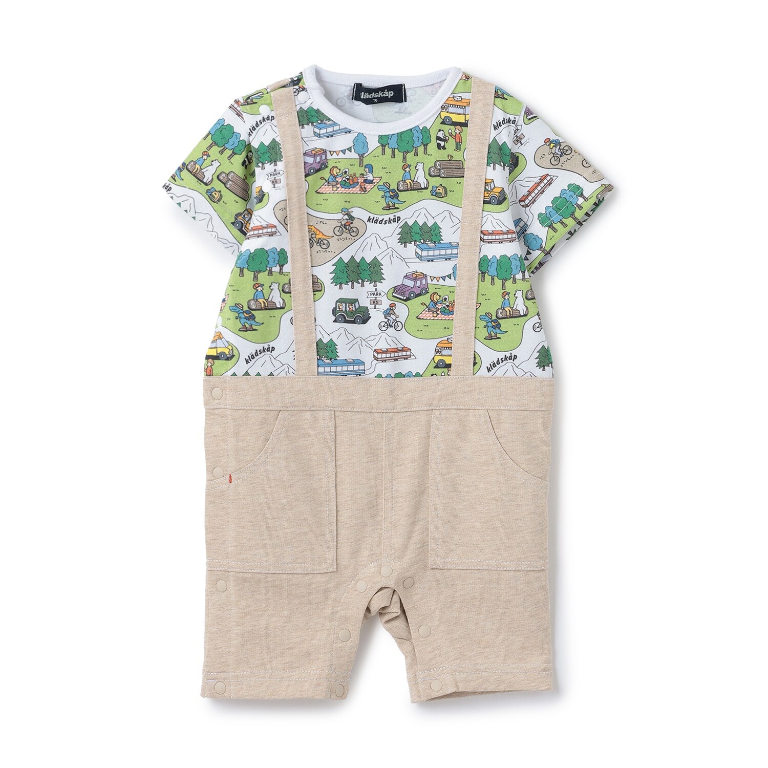 ピクニック柄半袖カバーオール