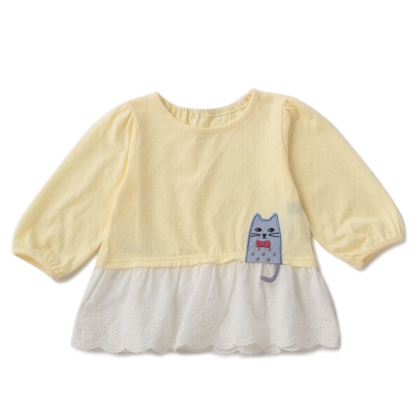 裾フリルレースひょっこりネコさんチュニック