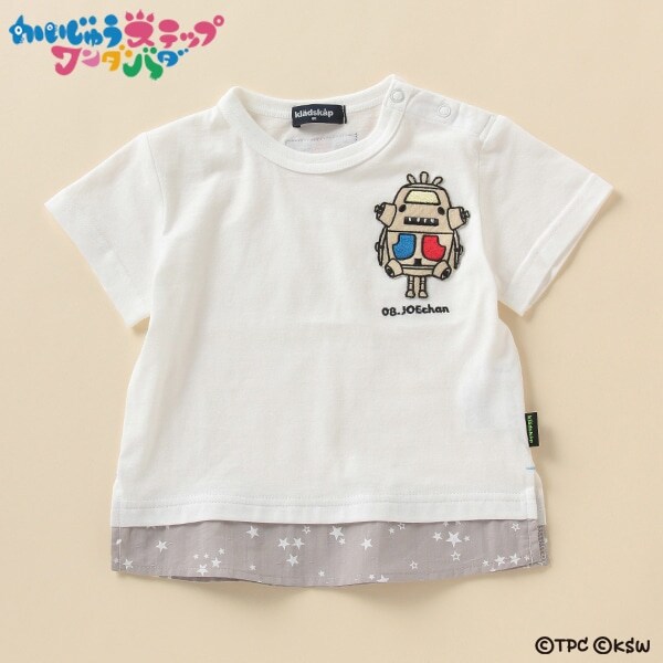 【かいじゅうステップ ワンダバダ】 キャラクターワッペンレイヤード風Tシャツ