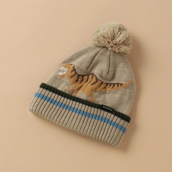 恐竜ジャカード編みニット帽