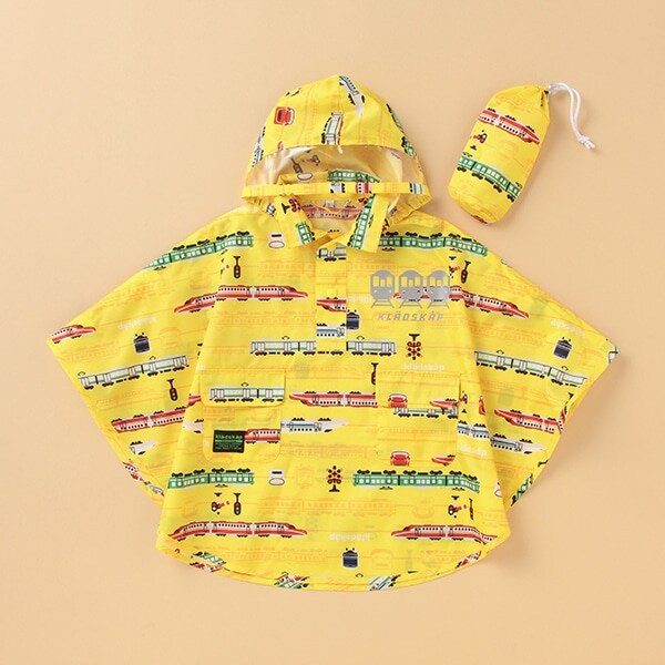 電車柄レインポンチョ