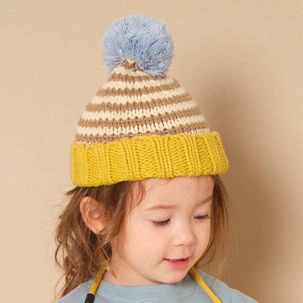 ボーダー配色ニットキャップ