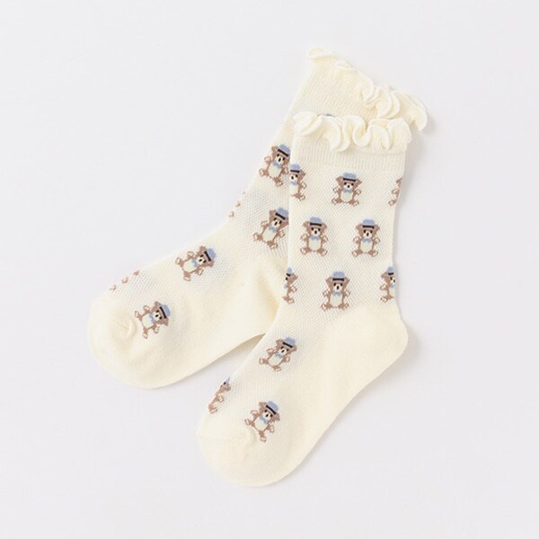 クマ総柄クルーソックス