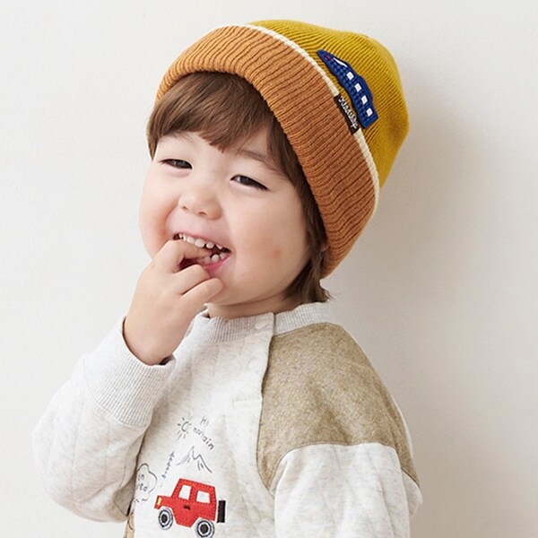 電車ワッペン配色ニット帽