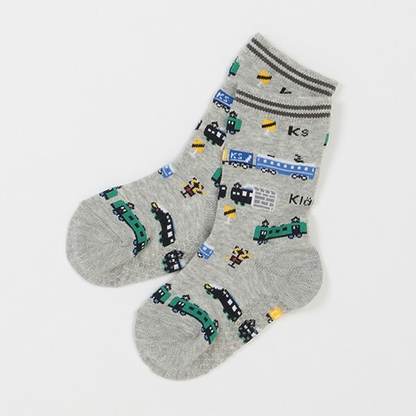 電車柄クルーソックス【日本製】