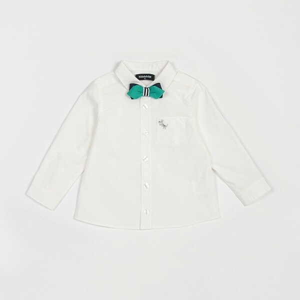 ネクタイつき恐竜刺しゅう長袖シャツ