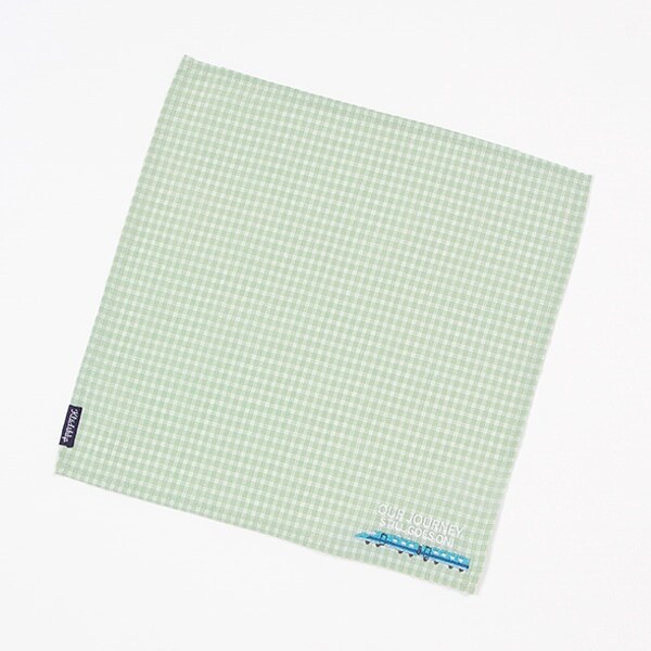 電車/恐竜チェックハンカチ