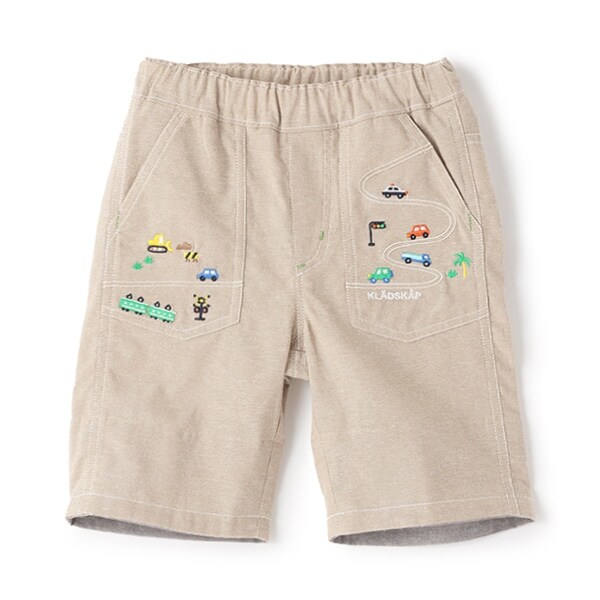 【人気商品のため再入荷】乗り物刺しゅう5分丈パンツ