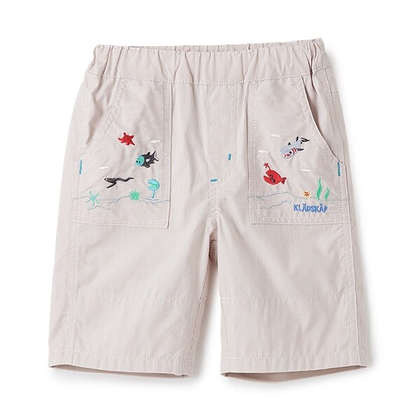 海のいきもの刺しゅう5分丈パンツ