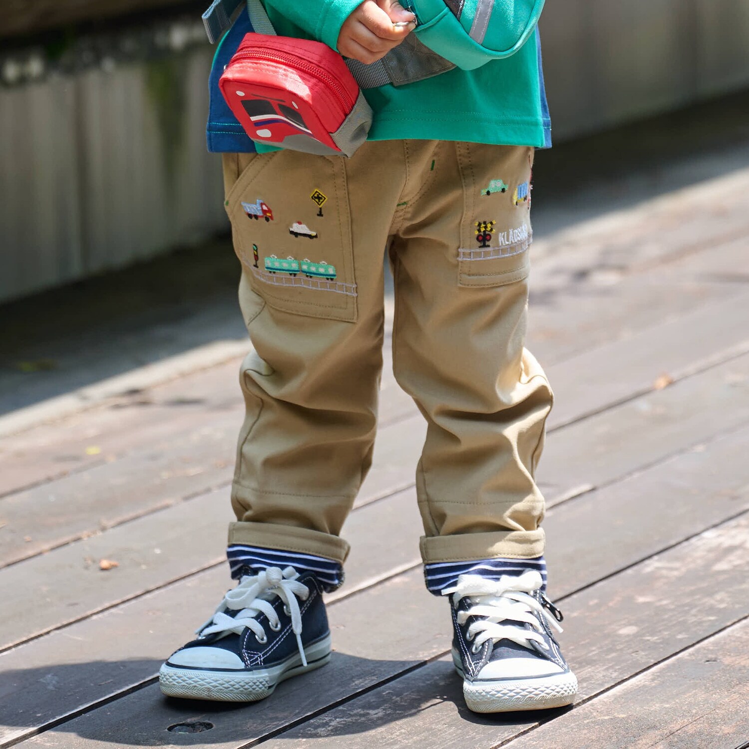 乗り物ロング丈ストレートパンツ