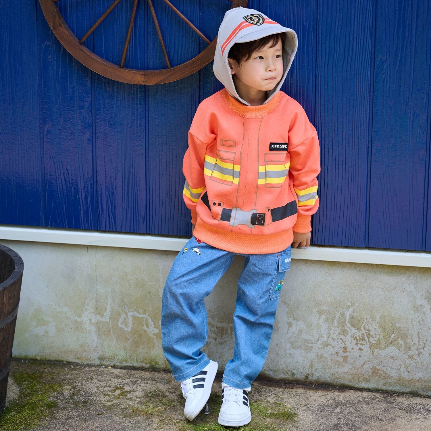 働く車ロング丈ペインターパンツ